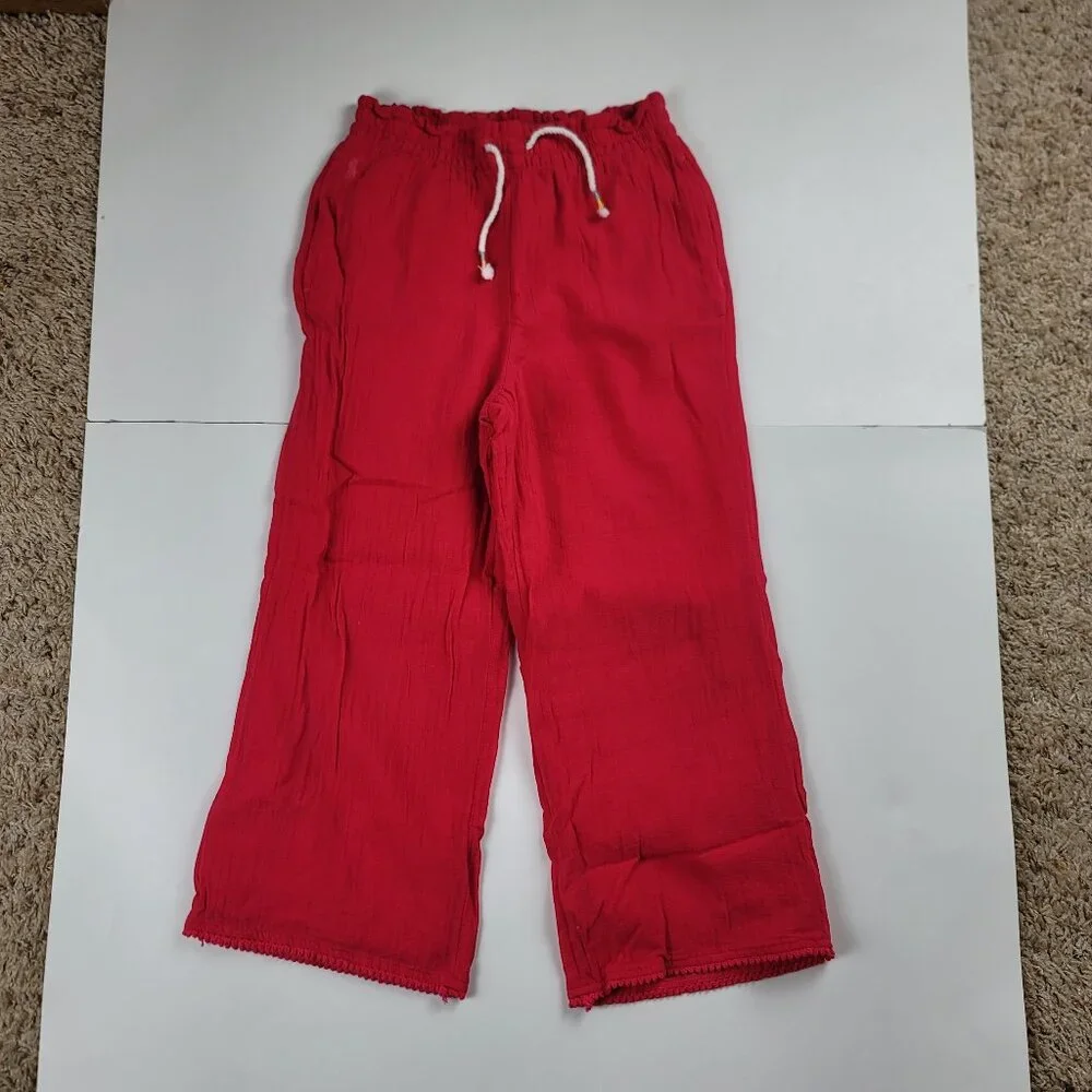Polo Ralph Lauren Girls Gauze Pant Size 7 Wide Leg Pull On Summer